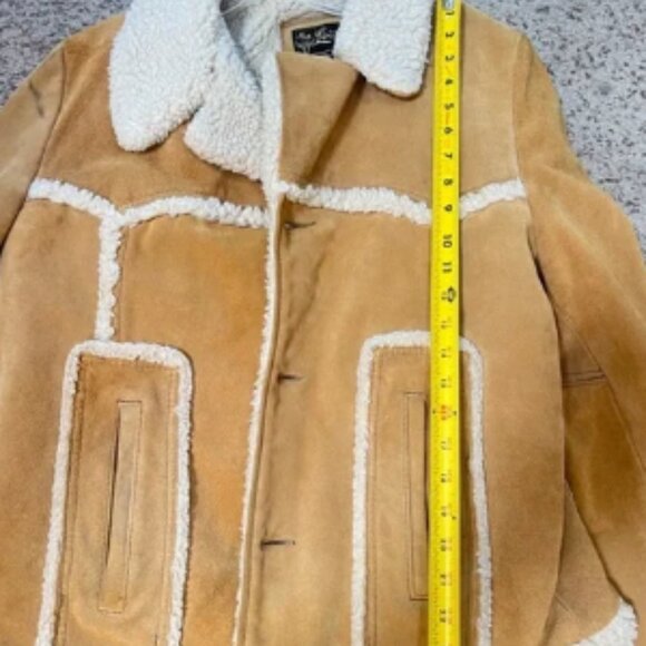 VNTG The Leather Shop 70s Suede Leather Sherpa Lined Range Coat Jacket Western M - Picture 15 of 15